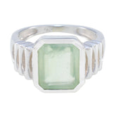 Ava Signet Light Green Solitaire Ring Prehnite Green