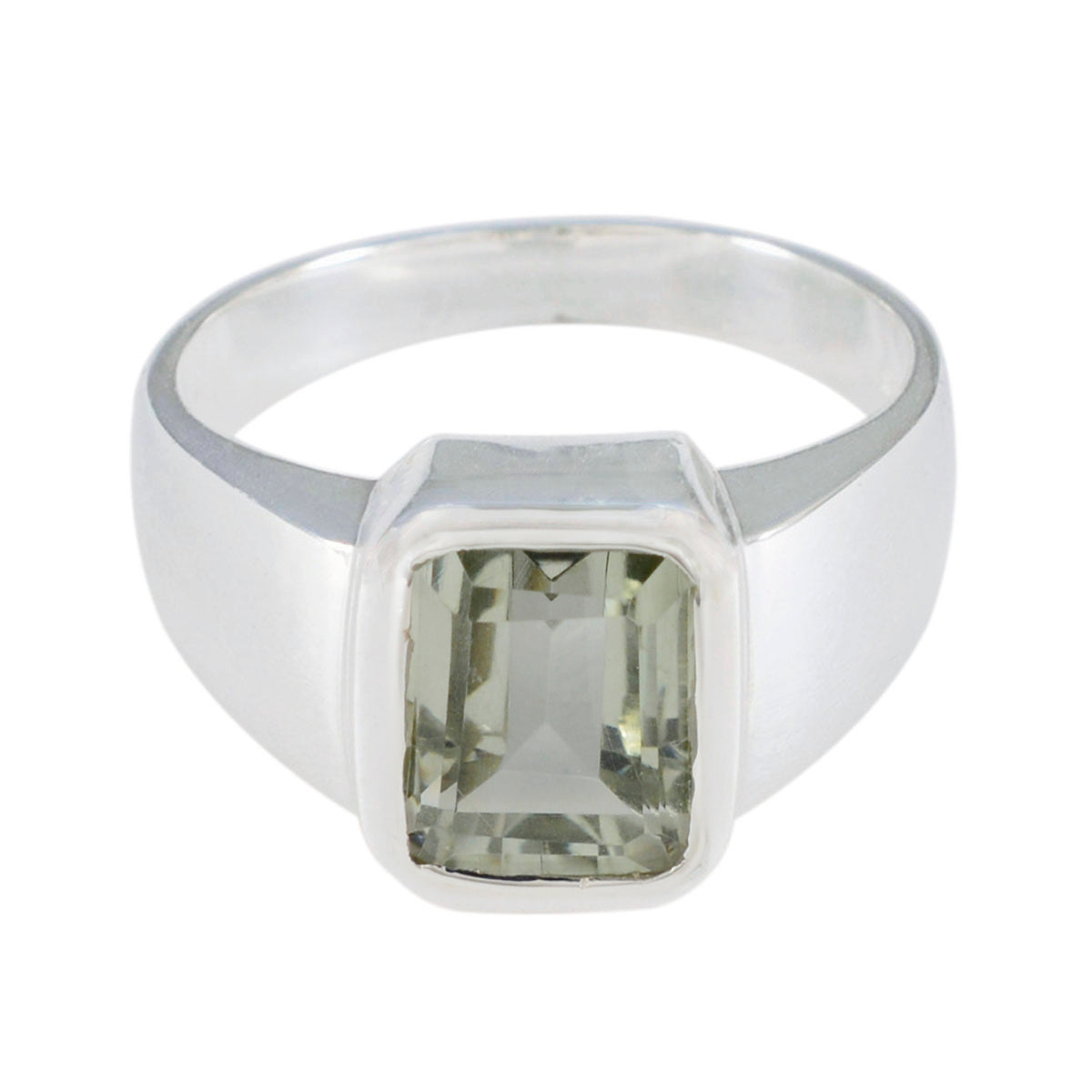 Marie Contemporary Light Green Solitaire Ring Green Amethyst Green