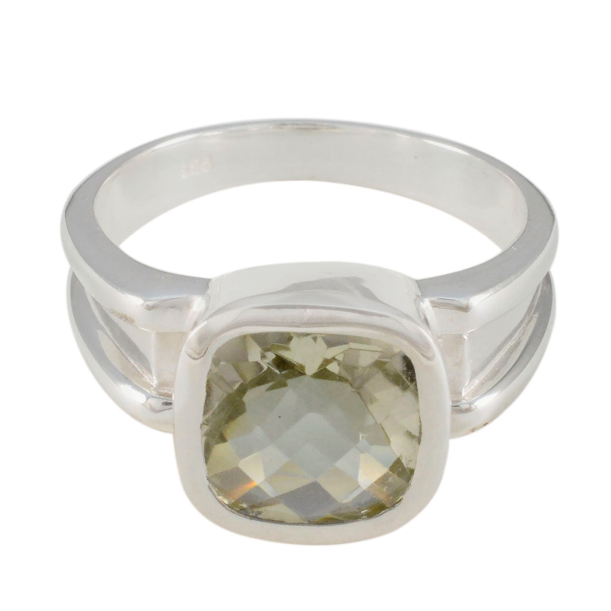 Camilla Contemporary Light Green Solitaire Ring Green Amethyst Green