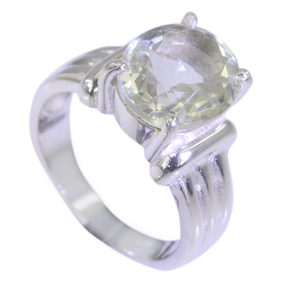 Eva Abstract Light Green Solitaire Ring Green Amethyst Green