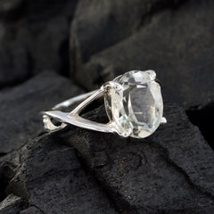 Lakshmi Light Green Solitaire Ring in Sterling Silver