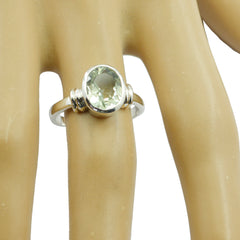 Marie Light Green Solitaire Ring in Sterling Silver