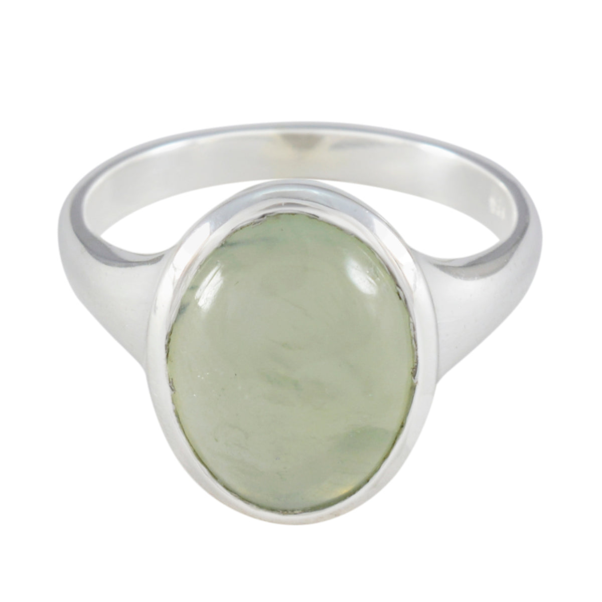 Leah Trendy Light Green Solitaire Ring Prehnite Green