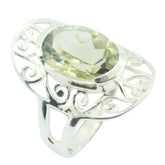 Natcha Light Green Solitaire Ring with Elegant Silver Design Green Amethyst Green