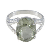 Lakshmi Light Green Solitaire Ring in Sterling Silver Green Amethyst Green