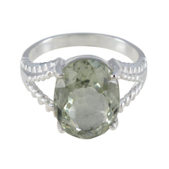 Lakshmi Light Green Solitaire Ring in Sterling Silver Green Amethyst Green