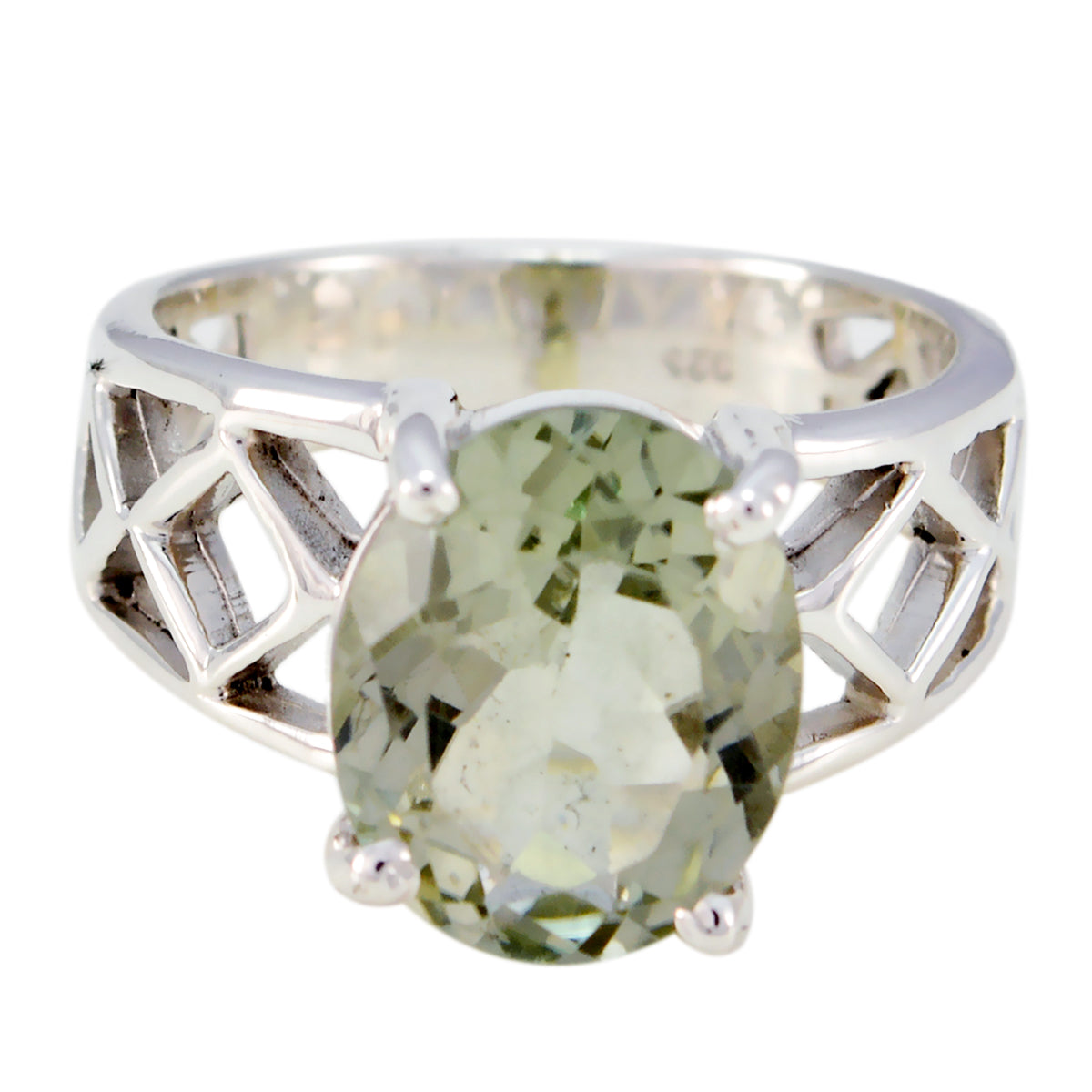 Ivy Rope-Wire Light Green Solitaire Ring Green Amethyst Green