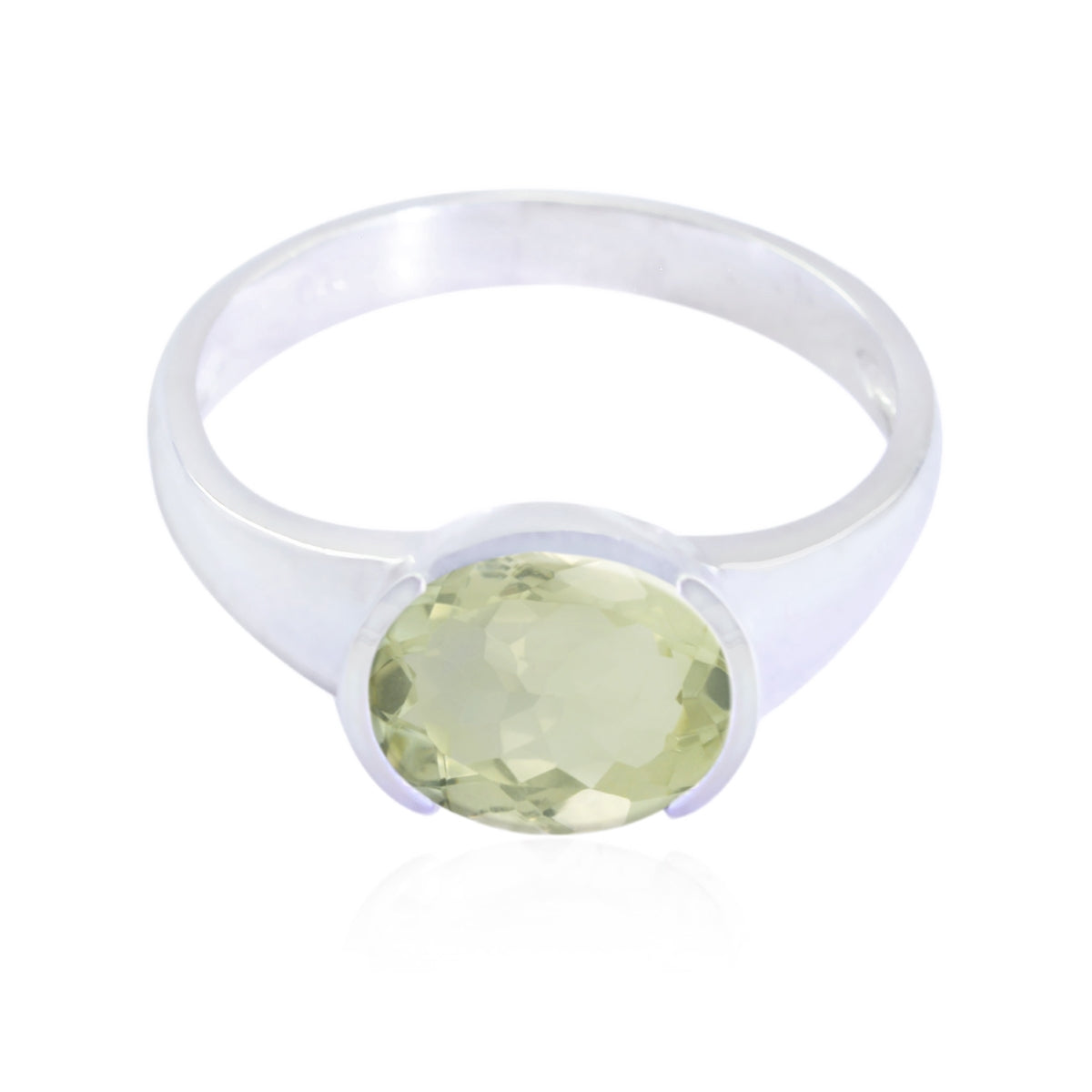 Jiwoo Trendy Light Green Solitaire Ring Green Amethyst Green