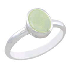 Camila Light Green Solitaire Ring in Sterling Silver Prehnite Green