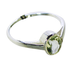 Nora light green solitaire ring with round gemstone set in silver band