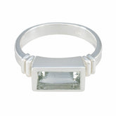 Ines Light Green Solitaire Ring with Sterling Silver Green Amethyst Green
