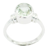 Marie Light Green Solitaire Ring in Sterling Silver Green Amethyst Green
