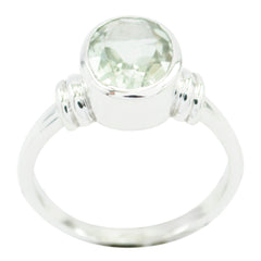 Marie Light Green Solitaire Ring in Sterling Silver Green Amethyst Green