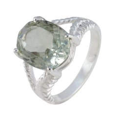 Lakshmi Light Green Solitaire Ring in Sterling Silver