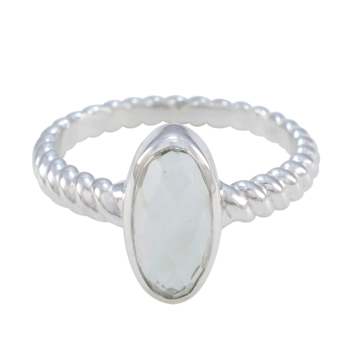 Dayana Twist Light Green Solitaire Ring Green Amethyst Green