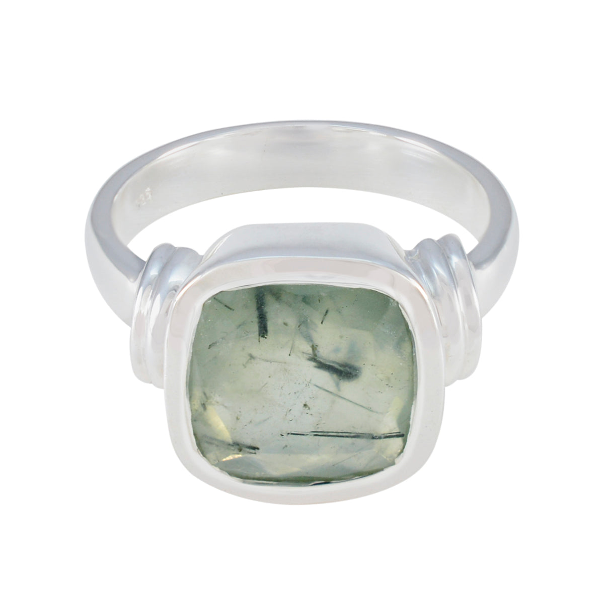 Lily Signet Light Green Solitaire Ring Prehnite Green