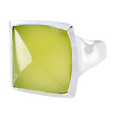 Micaela Victorian Light Green Solitaire Ring Prehnite Green