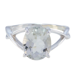 Lakshmi Light Green Solitaire Ring in Sterling Silver