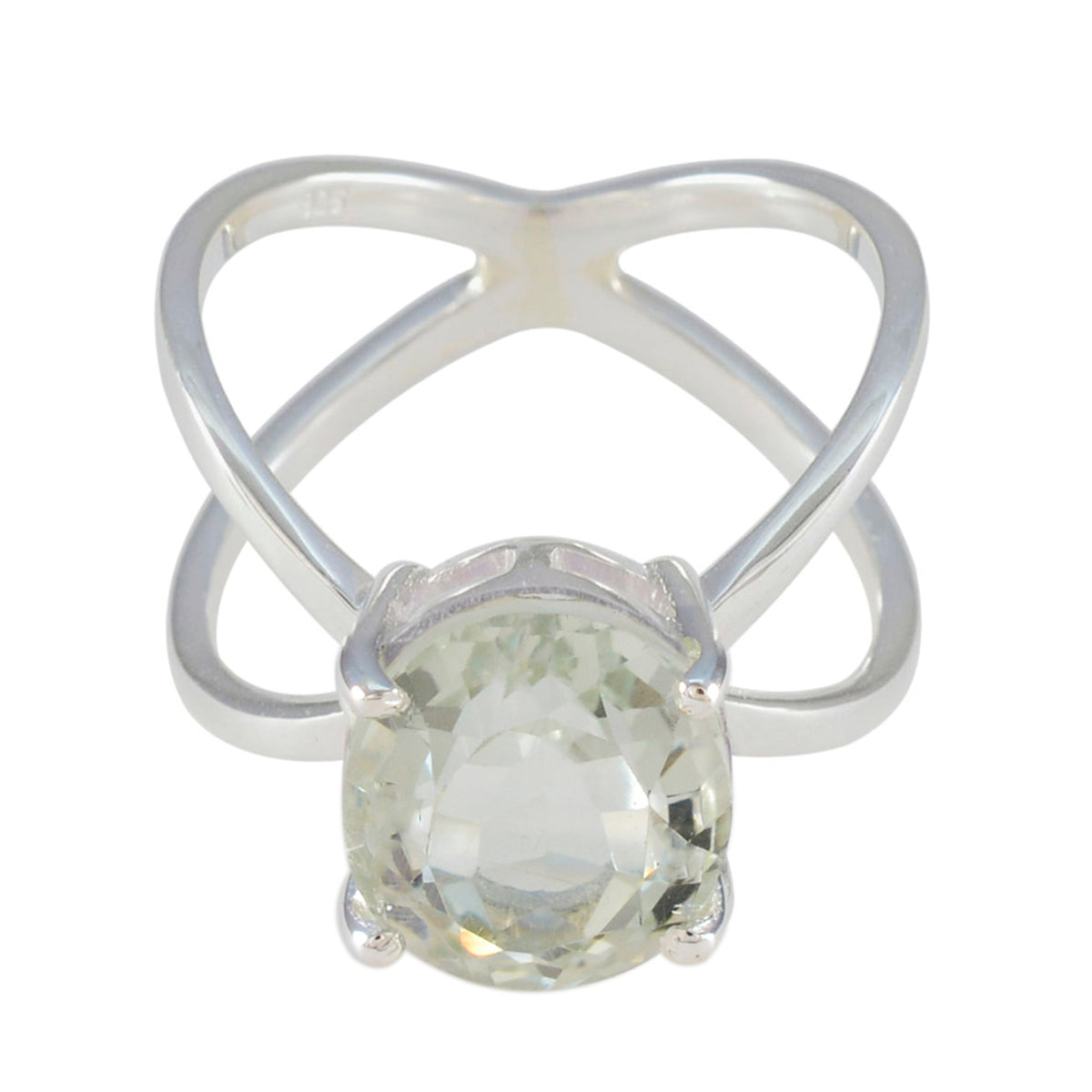 Leah Abstract Light Green Solitaire Ring Green Amethyst Green
