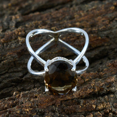 Lily Ethnic Brown Solitaire Ring with Silver Band