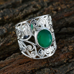 Lucia Filigree Ring with Emerald Green Gemstone