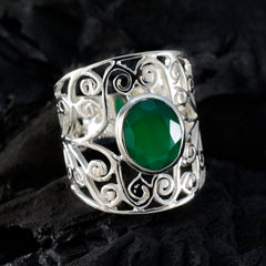 Lucia Filigree Ring with Emerald Green Gemstone