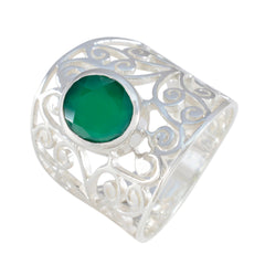 Lucia Filigree Ring with Emerald Green Gemstone
