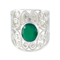 Lucia Filigree Ring with Emerald Green Gemstone Green Onyx Green