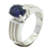 Lucia Promise Blue Solitaire Ring with Elegant Blue Gem Iolite Blue