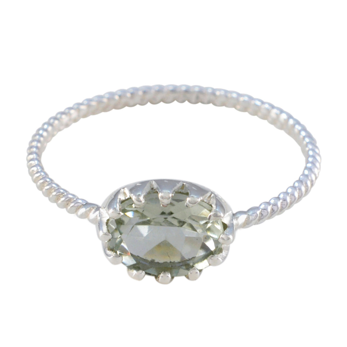 Lucia Twist Light Green Solitaire Ring Green Amethyst Green