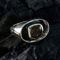 Luna Abstract Solitaire Ring with Smoky Gemstone