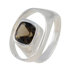 Luna Abstract Solitaire Ring with Smoky Gemstone