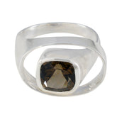 Luna Abstract Solitaire Ring with Smoky Gemstone Smoky Quartz Brown