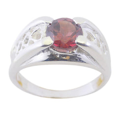 Luna Filigree Red Solitaire Ring with Elegant Design Garnet Red
