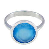 Ida Luxurious Blue Solitaire Ring with Sterling Silver Blue Chalcedony Blue