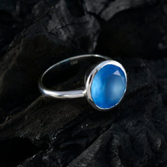 Ida Luxurious Blue Solitaire Ring with Sterling Silver