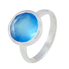Ida Luxurious Blue Solitaire Ring with Sterling Silver