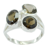 Ivana luxurious brown gemstone ring featuring three faceted brown stones in silver setting