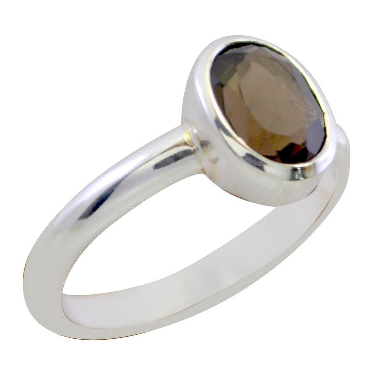 Camilla Luxurious Brown Solitaire Ring in Silver smoky quartz Brown