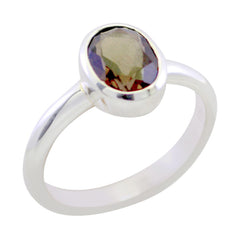 Camilla Luxurious Brown Solitaire Ring in Silver