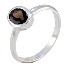 Camilla Luxurious Brown Solitaire Ring in Silver