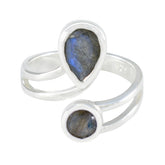 Saanvi luxurious grey toi et moi ring with two labradorite stones set in sterling silver band