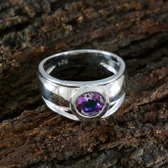 Ayesha Luxurious Multicolor Solitaire Ring Silver Band