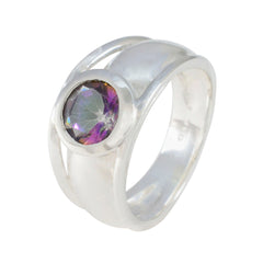 Ayesha Luxurious Multicolor Solitaire Ring Silver Band