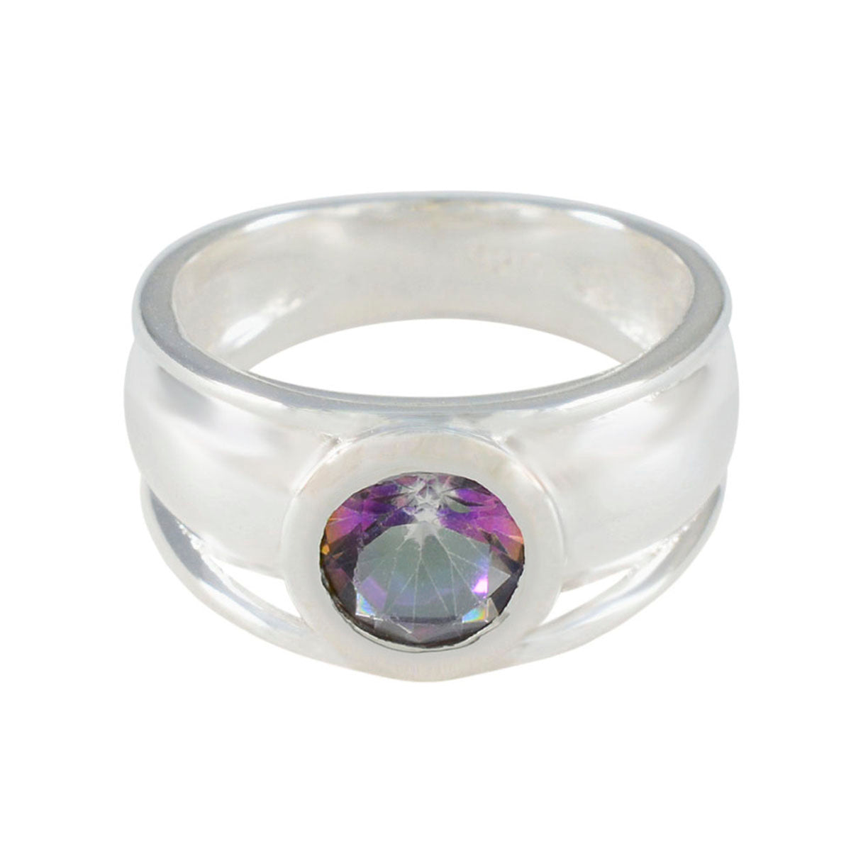 Ayesha Luxurious Multicolor Solitaire Ring Silver Band Mystic Quartz Multicolor