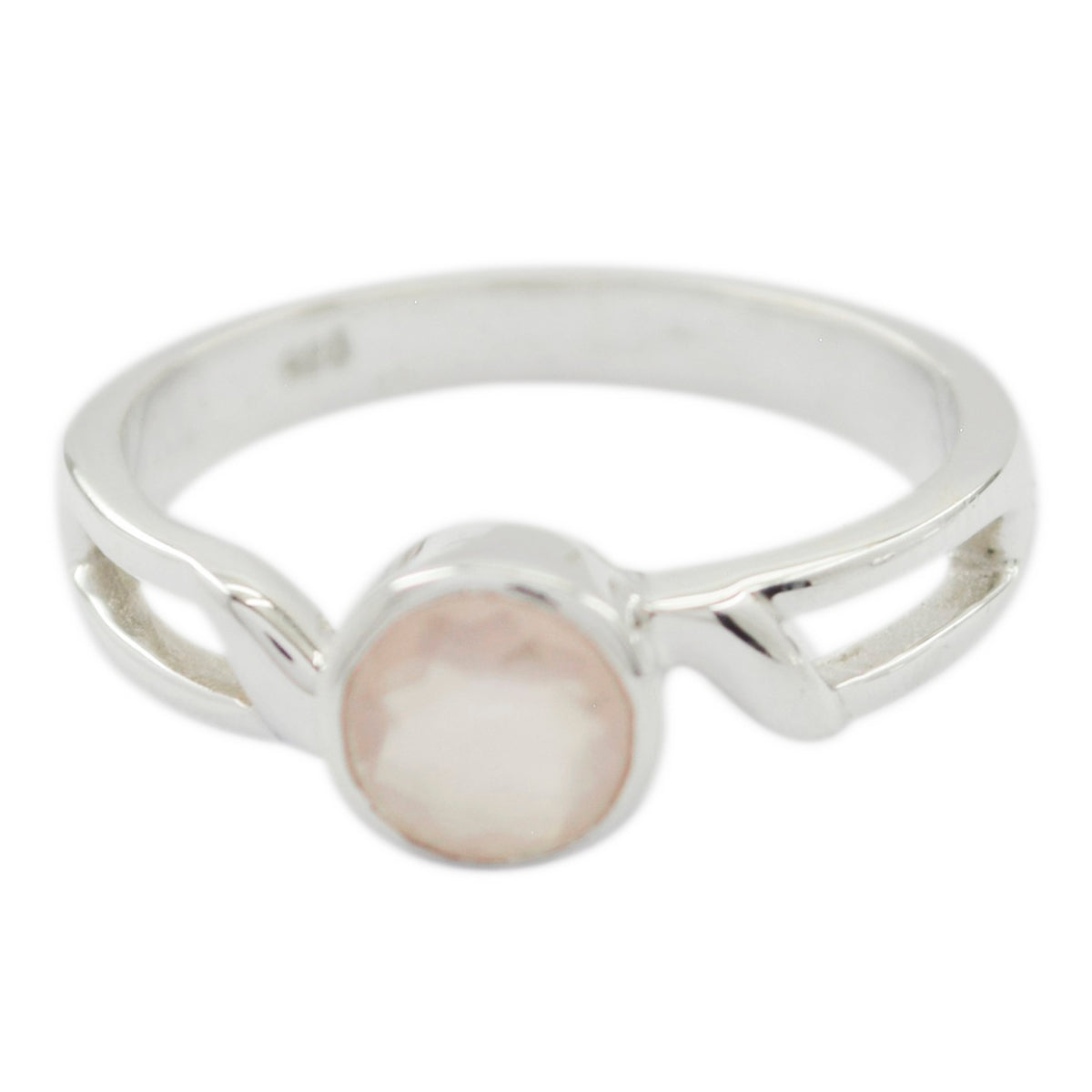 Xiu Luxurious Pink Solitaire Ring in Silver Rose Quartz Pink