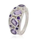 Riya sterling silver band with multiple faceted amethyst stones luxurious purple gemstone ring for elegant style