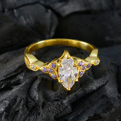 Riya Luxurious Purple Halo Ring with Gold Finish