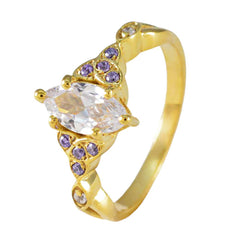 Riya Luxurious Purple Halo Ring with Gold Finish