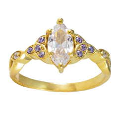 Riya Luxurious Purple Halo Ring with Gold Finish